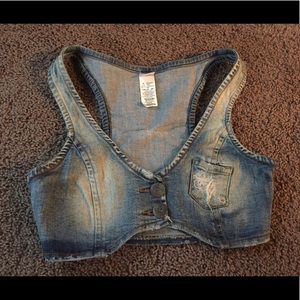 Cowboy sexy denim crop vest